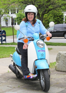 Betsy on Moped